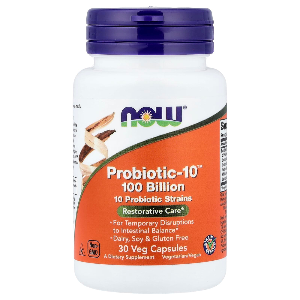 NOW Foods, Probiotic-10™, 30 растительных капсул
