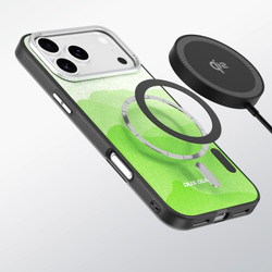 Чехол с MagSafe для смартфона iPhone 17 Pro Max, от Dux Ducis, серия Moro Series Magnetic (дизайнерский рисунок зеленого цвета)