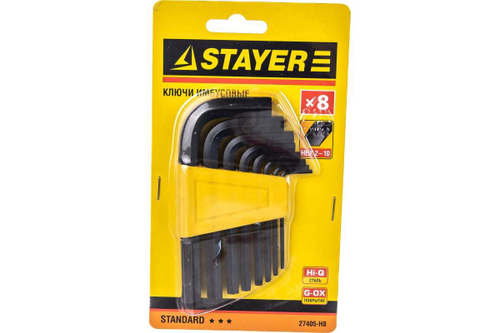Набор шестигранных ключей STAYER STANDARD 2-10 мм 27405-H8