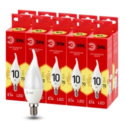 Лампа светодиодная ЭРА RED LINE LED BXS-10W-827-E14 R 10Вт свеча на ветру теплый белый свет Е14 | Лампы cветодиодные Свеча (B/C)