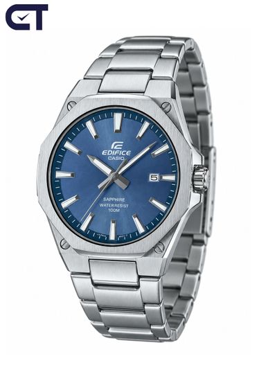 CASIO EFR-S108D-2AVUDF EDIFICE мужские наручные часы — стальная мужская модель с синим циферблатом и сапфировым стеклом