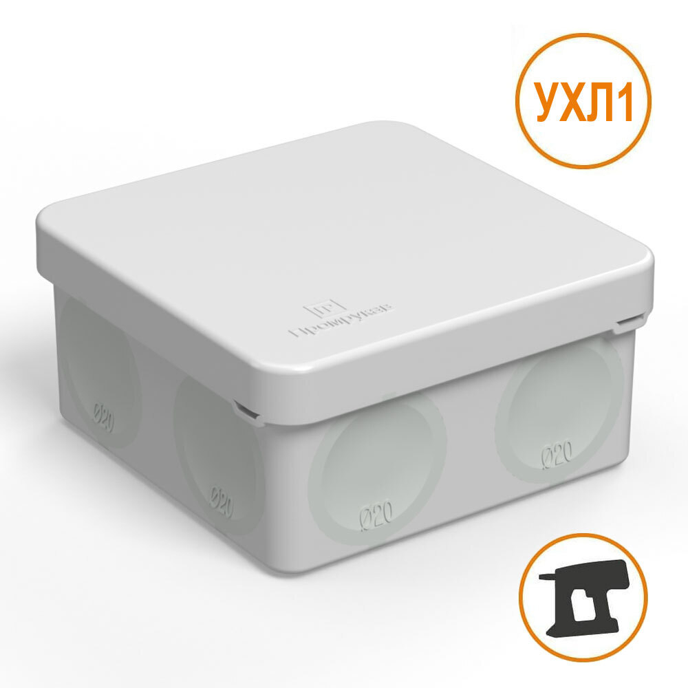 Коробка распределительная 60-0210 для прямого монтажа двухкомпонентная безгалогенная (HF) 80х80х40 (1 шт/уп) Промрукав