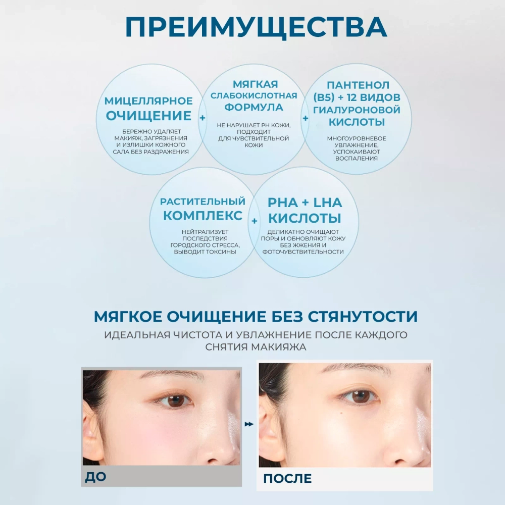 Очищающая вода для лица с пантенолом и комплексом гиалуроновых кислот JMsolution B5 Brightening Hya Cleansing Water, 500 мл