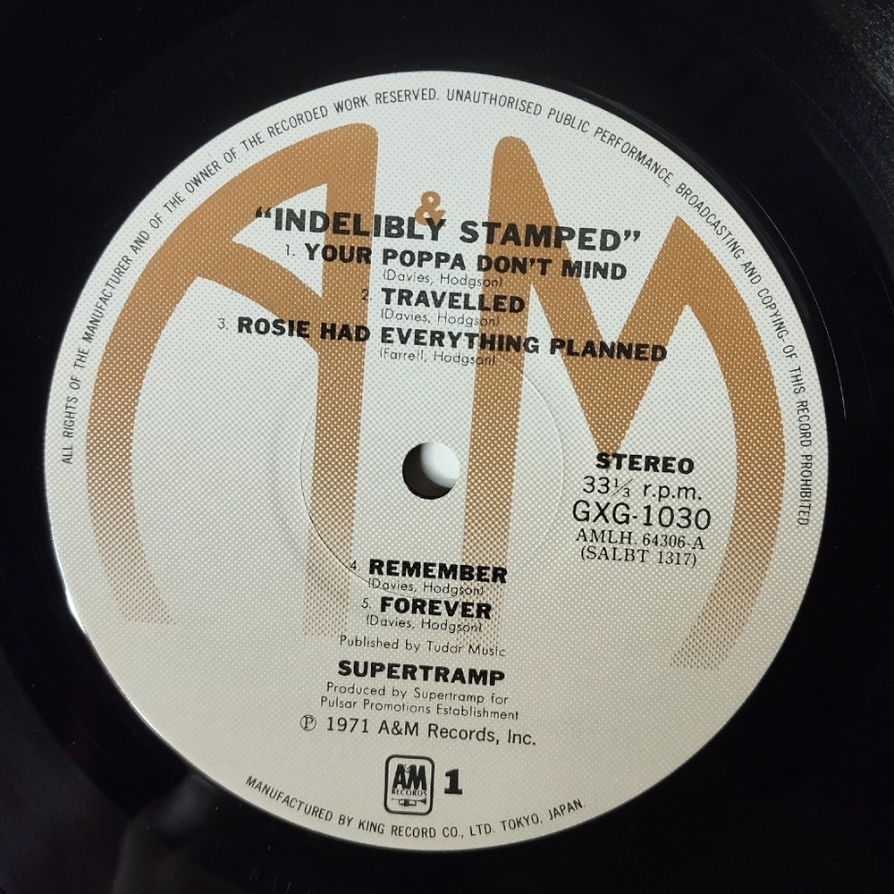 Винтажная виниловая пластинка LP Supertramp Indelibly Stamped (Japan 1977) (No Obi) Remember