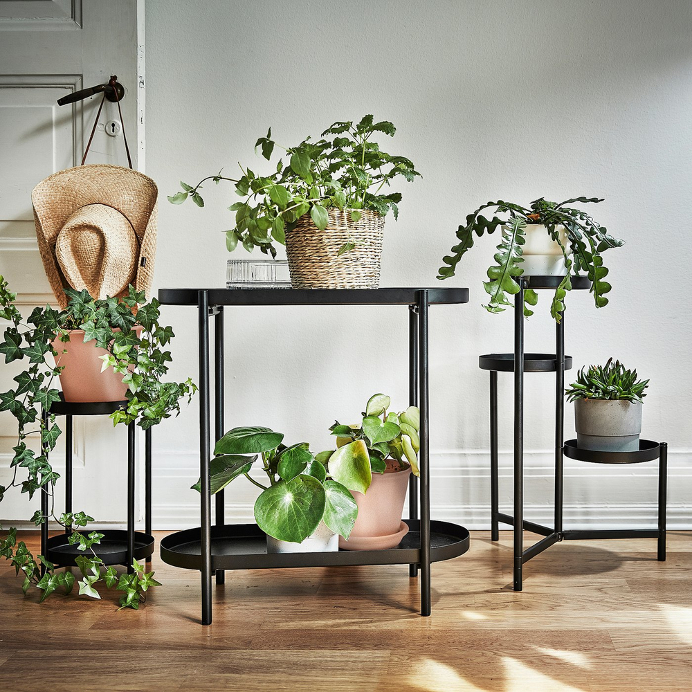 IKEA OLIVBLAD  (ИКЕА ОЛИВБЛАД)  -  Стойка для цветочного горшка - для помещения/улицы чёрный 35 см