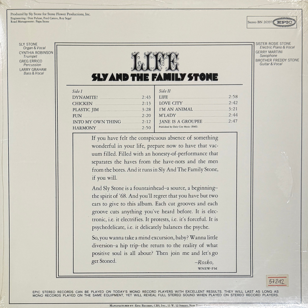 Sly And The Family Stone ‎– Life (США 1968г.)