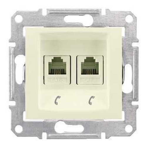 Розетка телефонная RJ11 двойная с/у, механизм SEDNA бежевый Schneider Electric