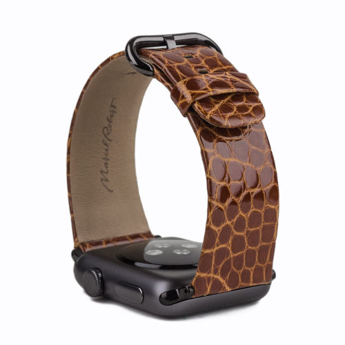 Ремешок для Apple Watch 40/41/42 mm из кожи аллигатора, цвета карамель лак