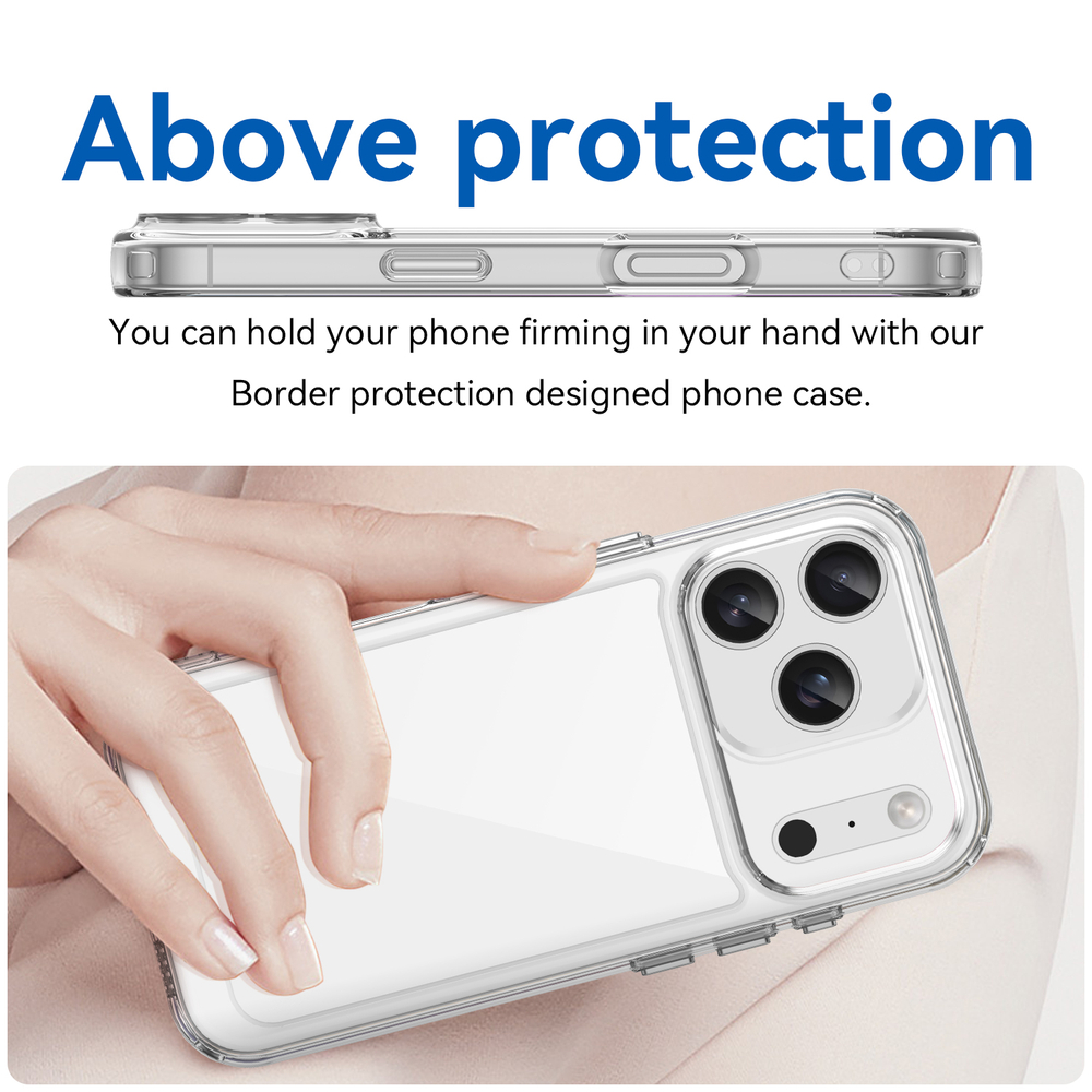 Прозрачный противоударный чехол для iPhone 17 Pro, с усиленными защитными рамками