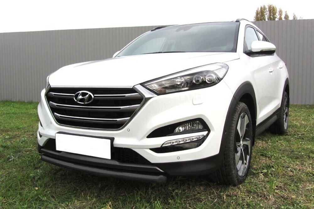Защита переднего бампера (нержавейка) Hyundai Tucson 4WD (2015-2018) d57 (черный)