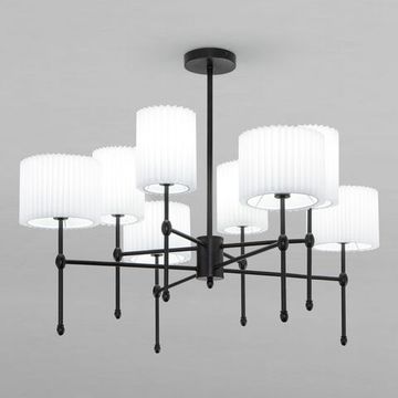 Потолочная люстра с тканевыми абажурами 8*E14 60162/8 чёрный/белый Notturno Eurosvet
