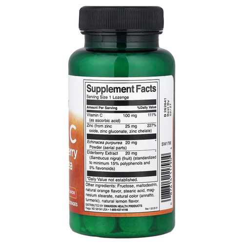 Swanson Vitamins, Цинк и витамин C с бузиной и эхинацеей, апельсином и лимоном, 60 пастилок