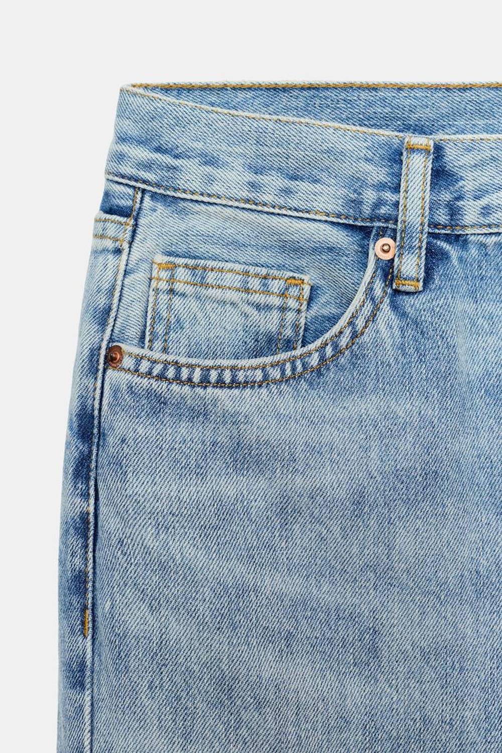 ZARA ДЖИНСЫ BAGGY СО СРЕДНЕЙ ПОСАДКОЙ — ZW COLLECTION, ГОЛУБОЙ