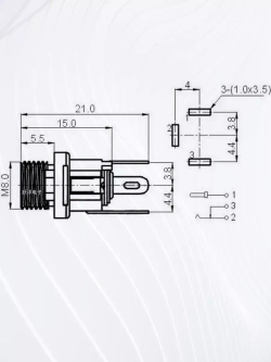 Гнездо DC-025 для монтажа на корпус 5.5x2.5 мм