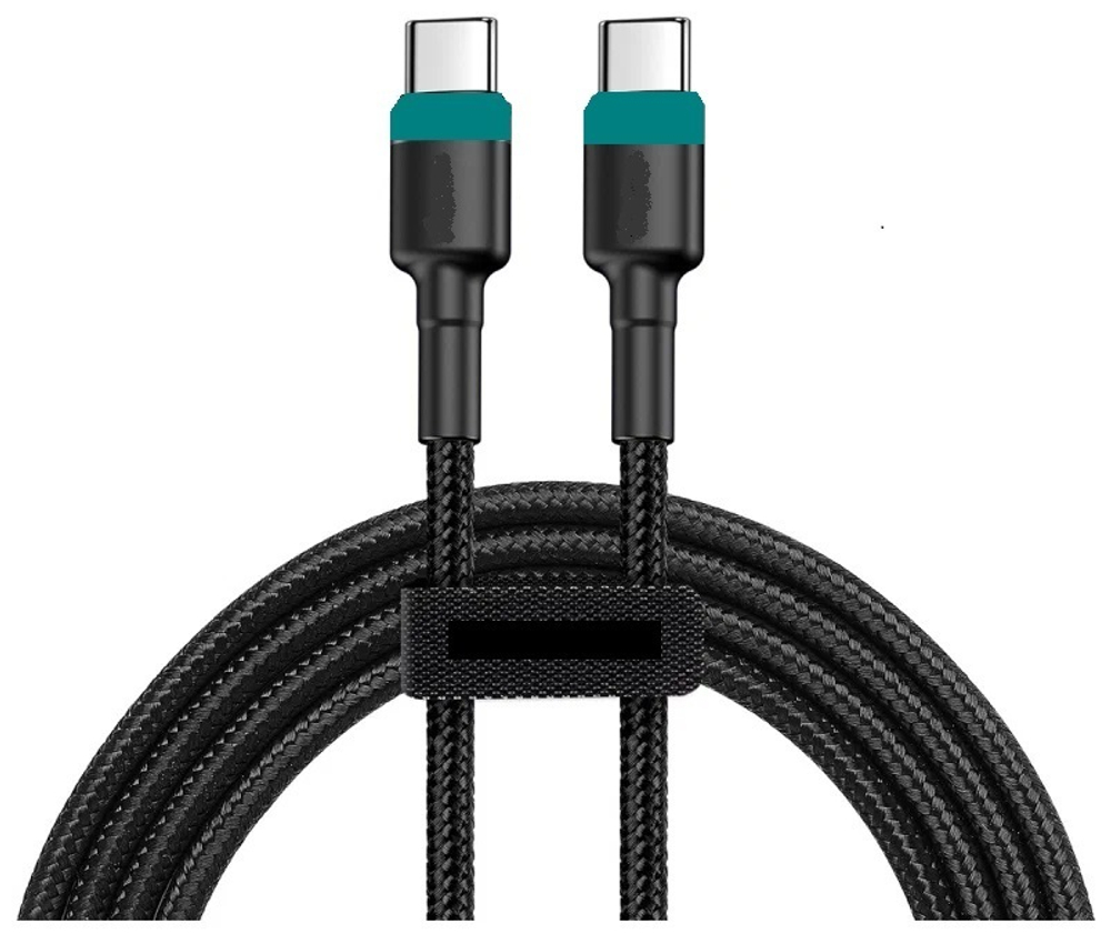 Кабель DENMEN D62C Type-C-Type-C 100W 3A 1м Nylon Green