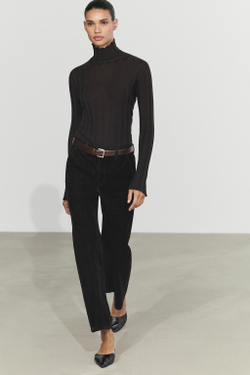Massimo Dutti Укороченные джинсы клеш, средняя посадка, черный