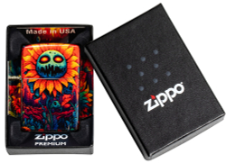 Зажигалка ZIPPO Spooky Sunflower с покрытием 540 Tumbled Brass, латунь/сталь, разноцветная, 38x13x57