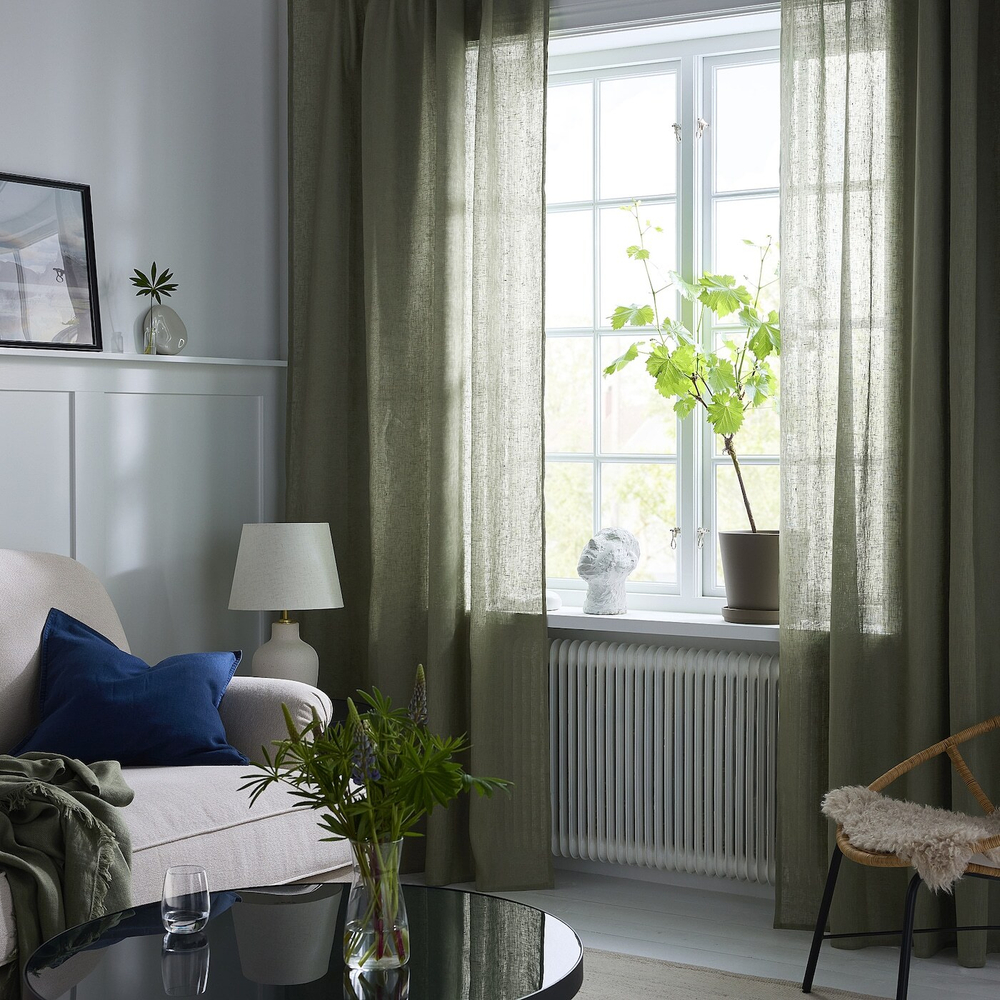 IKEA DYTÅG (ИКЕА ДУТОГ) — Штора, на ленте/зеленая, 2 шт, 145x300 см, фото 4
