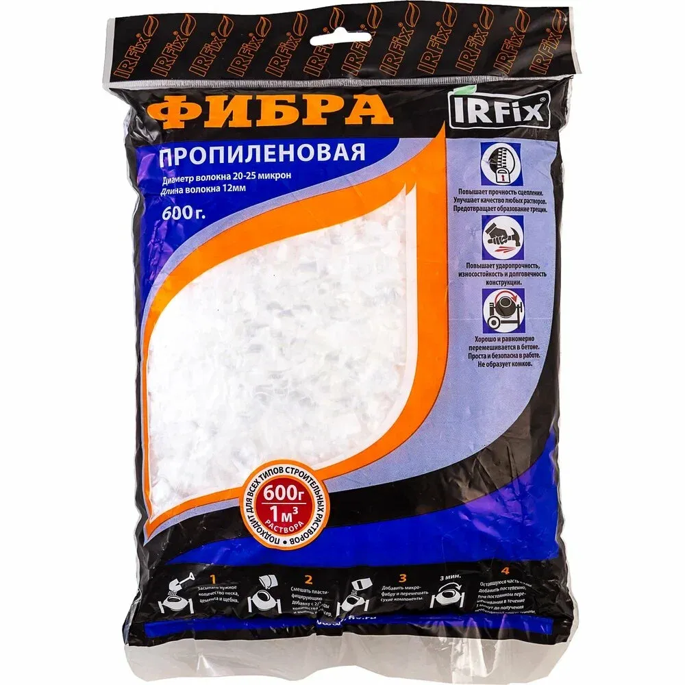 IRFix Фибра Волокно пропиленовое 12мм 0,6кг IRFix Фибра Волокно пропиленовое 12мм 0,6кг