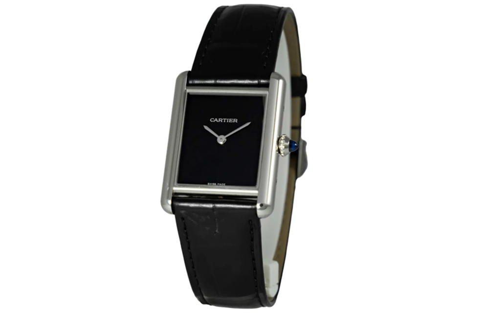 CARTIER TANK DE Quartz Movement Women"s Watch Watch 33.7*25.5mm 33.7*25.5mm Black Dial Crocodile Leather Strap