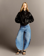 Женские широкие джинсы с боковыми разрезами - BERSHKA