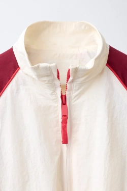 ZARA СПОРТИВНАЯ КУРТКА В СТИЛЕ COLOR BLOCK, БУРГУНДИ