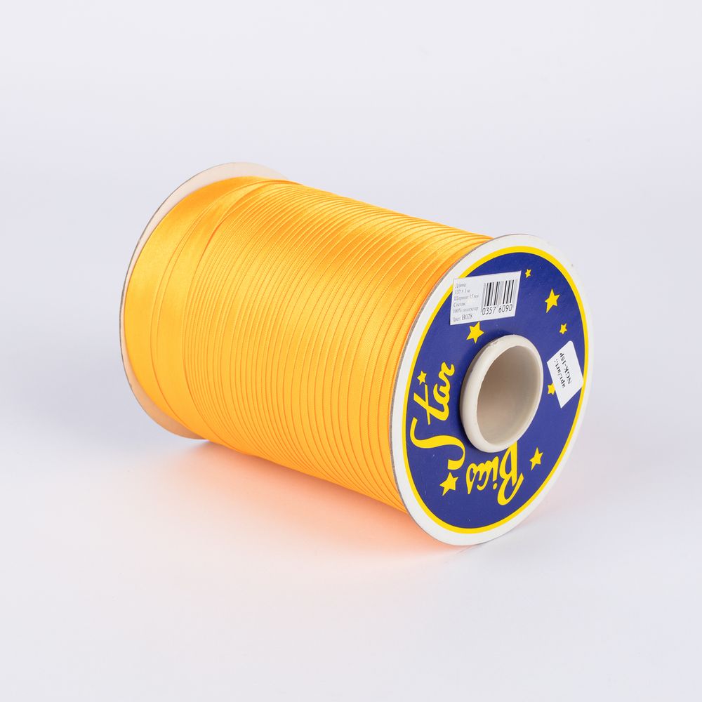 Косая бейка атласная 15 мм / 132±1 метра, В028 желто-оранжевый, NGK-15P