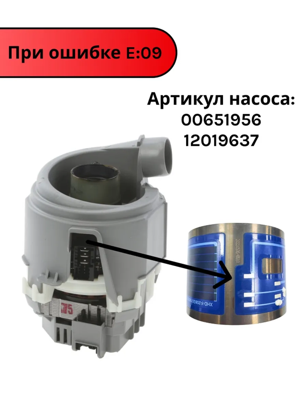 Элемент нагревательный (ТЭН) проточный к посудомоечным машинам Bosch / Siemens 2080 w (55 мм) (900945718 / 9001140120 / EGO 30.73400.032, 30.73400.039, 9001180501, 30.73400.029, 00651956, 12019637)