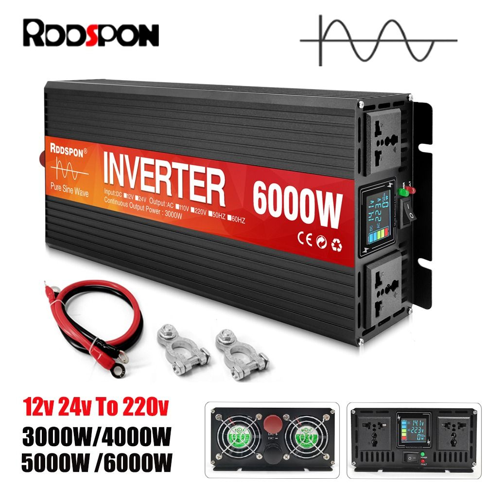 Инвертор 24V-220V 6000W черно-красный RDDSPON
