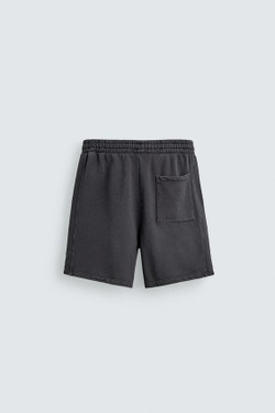 ZARA БАЗОВЫЕ ШОРТЫ-ДЖОГГЕРЫ С ЭФФЕКТОМ ПОТЕРТОСТИ, ТЕМНЫЙ АНТРАЦИТ