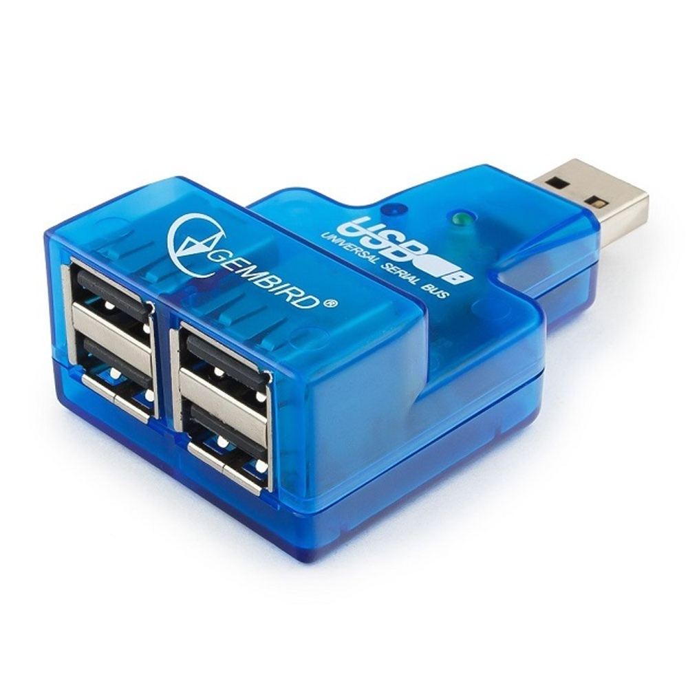 USB-концентратор 4 порта Gembird MINI, 4хUSB2.0, синий (UHB-CN224)