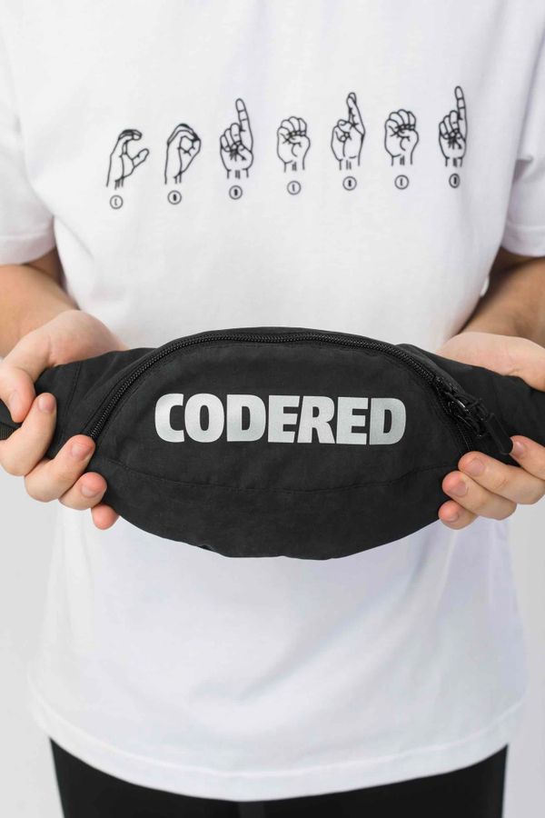 Сумка поясная Codered Hip Bag Черный микрофибра/Светоотражающий принт - фото 1