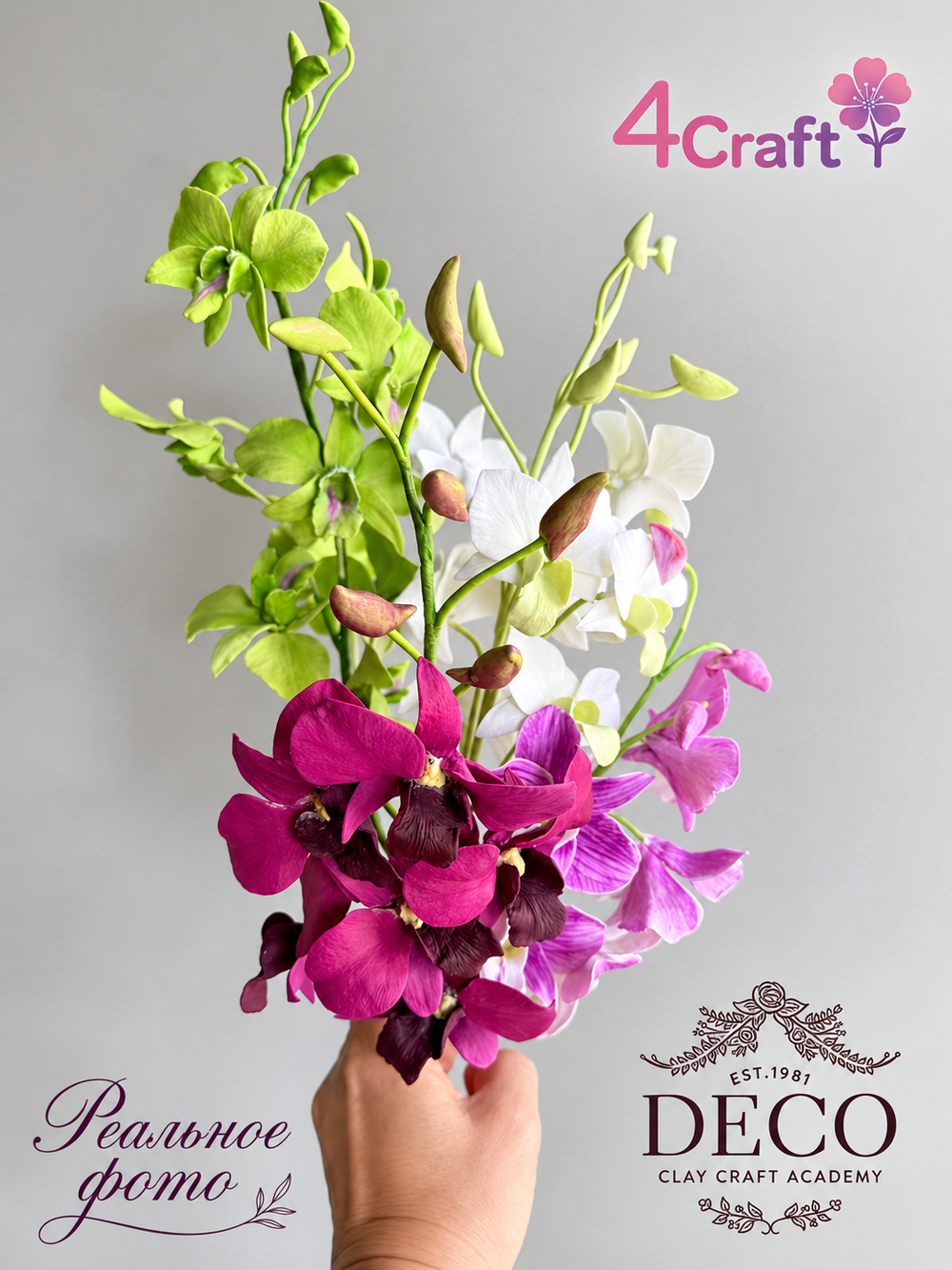 Набор вайнеров для лепки орхидеи Дендробиум, лепестки и середина, от DECO CLAY CRAFT ACADEMY