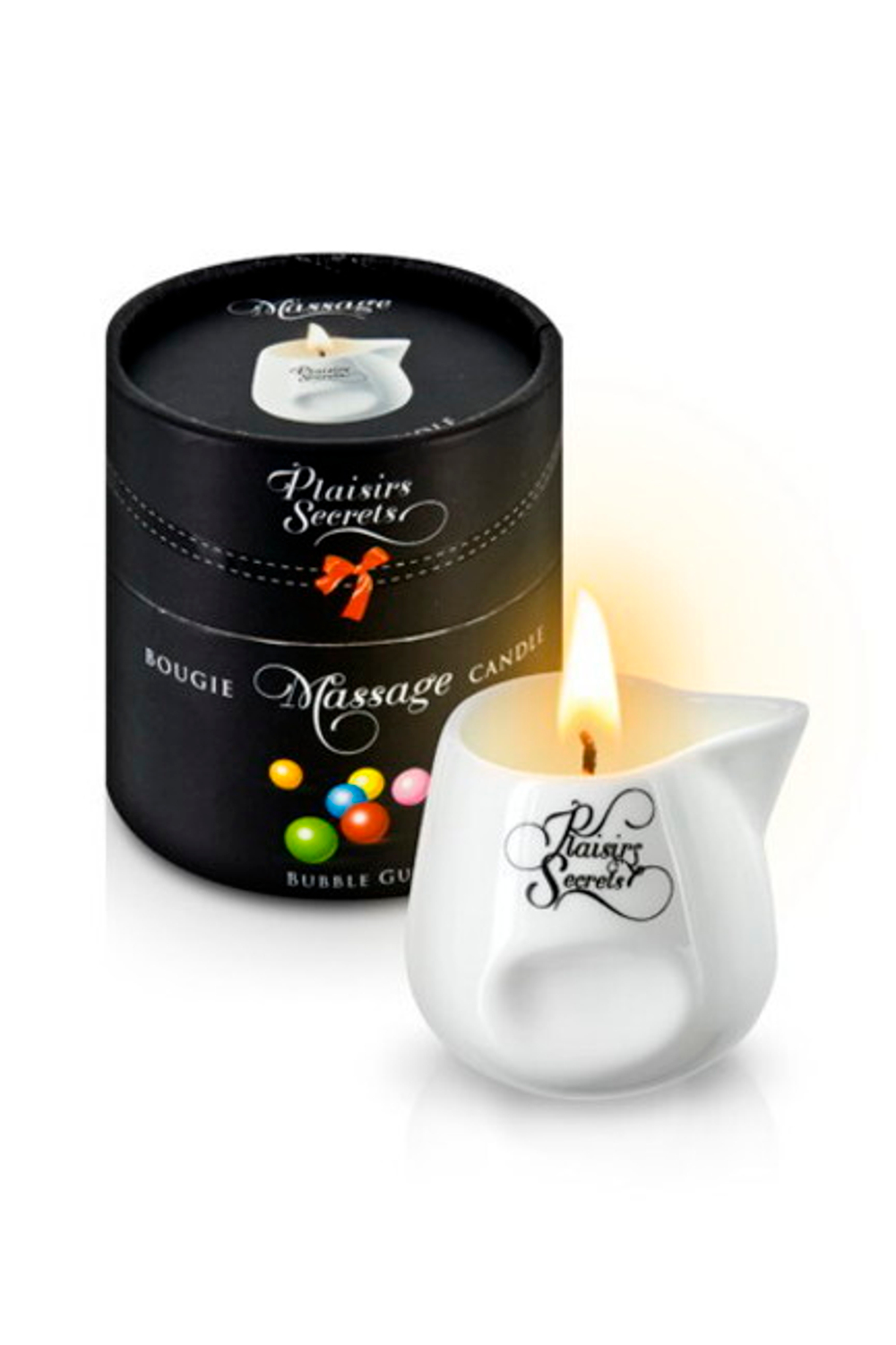 Массажная свеча с ароматом жевательной резинки Bougie Massage Candle (80 мл) (Цвет: белый)