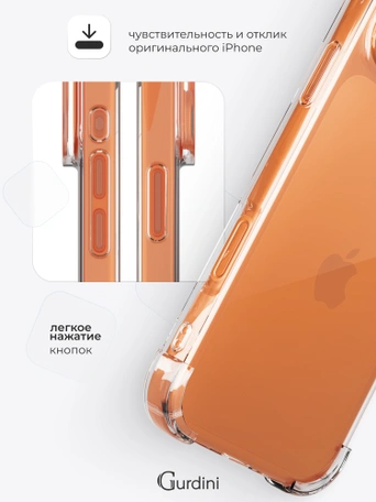 Чехол накладка iPhone 17 Pro / 18 Pro 6.3" Gurdini силикон противоударный 1.5 mm прозрачный