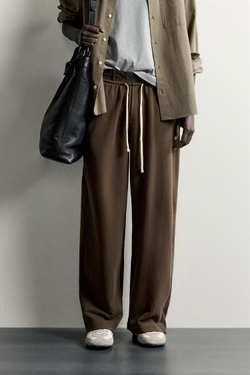 ZARA КОМБИНИРОВАННЫЕ БРЮКИ RELAXED FIT, ТЕМНО-КОРИЧНЕВЫЙ