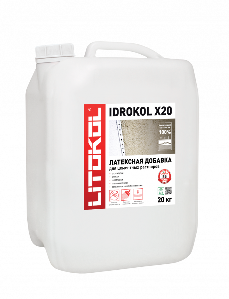 Латексная добавка для штукатурки IDROKOL X20-м.  20 кг , Litokol Италия