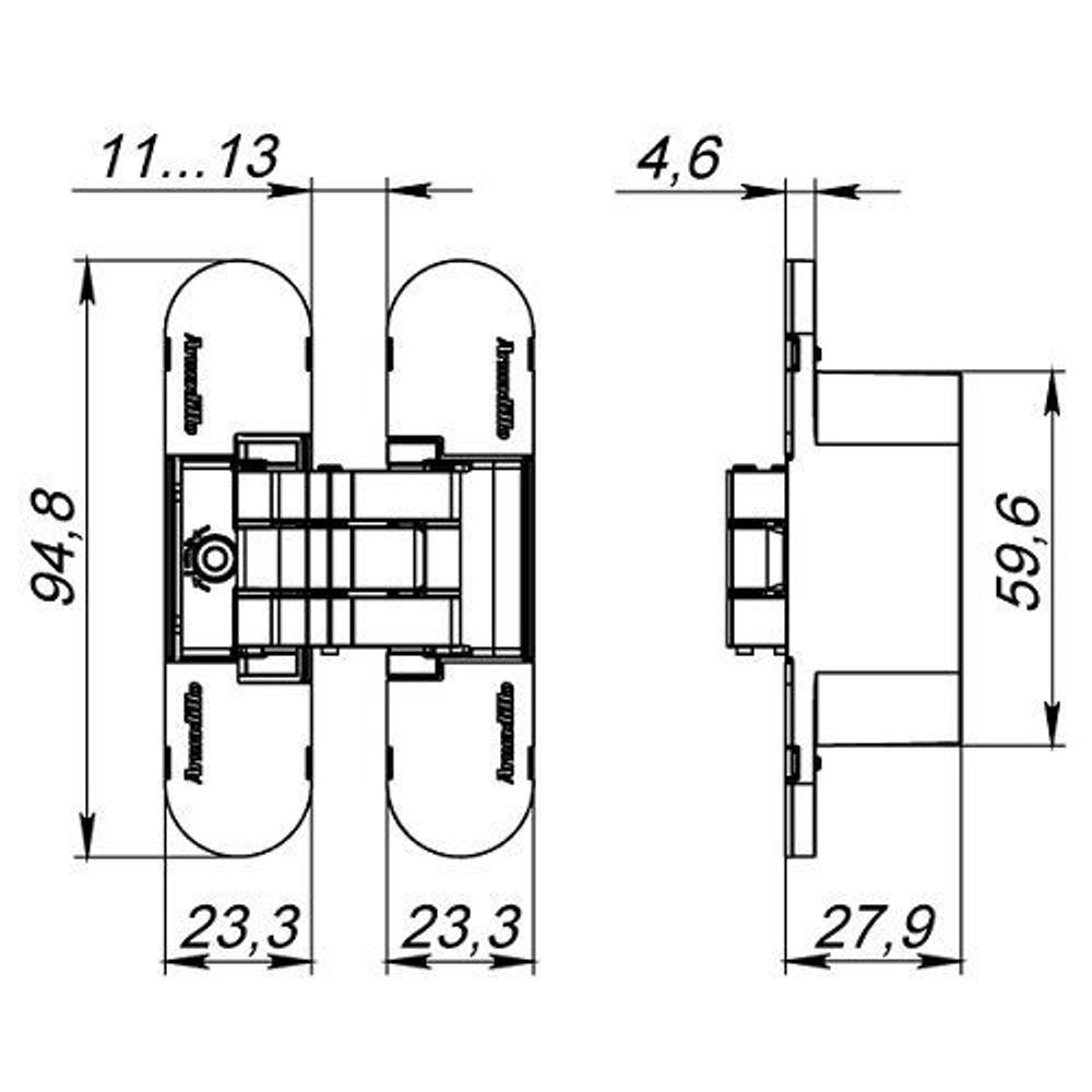 Петля скрытой установки ARMADILLO U3D4000 CP хром /38663/ (1 шт)