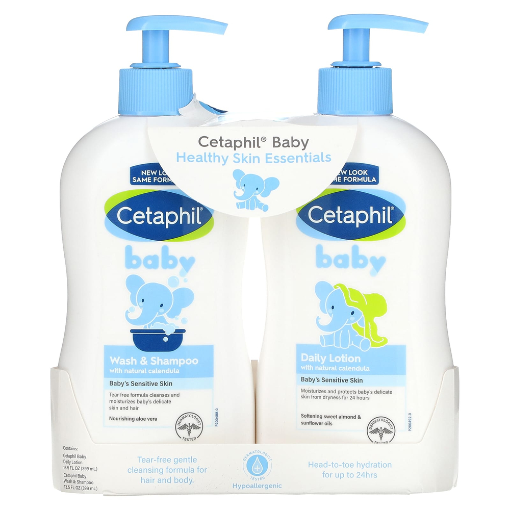 Cetaphil, Baby, набор основных средств для здоровой кожи, набор из 2 предметов, 399 мл (13,5 жидк. унц.)