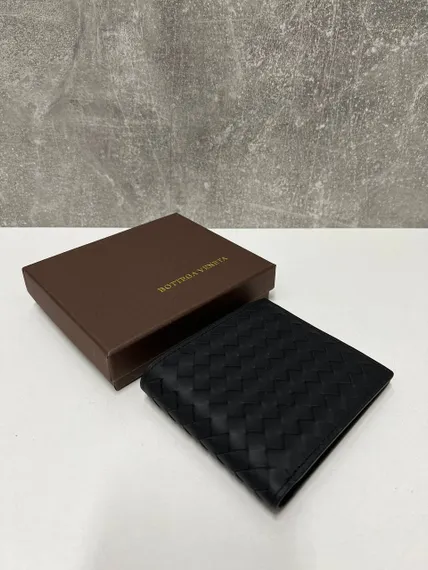 Бумажник Bottega Veneta Intrecciato черный