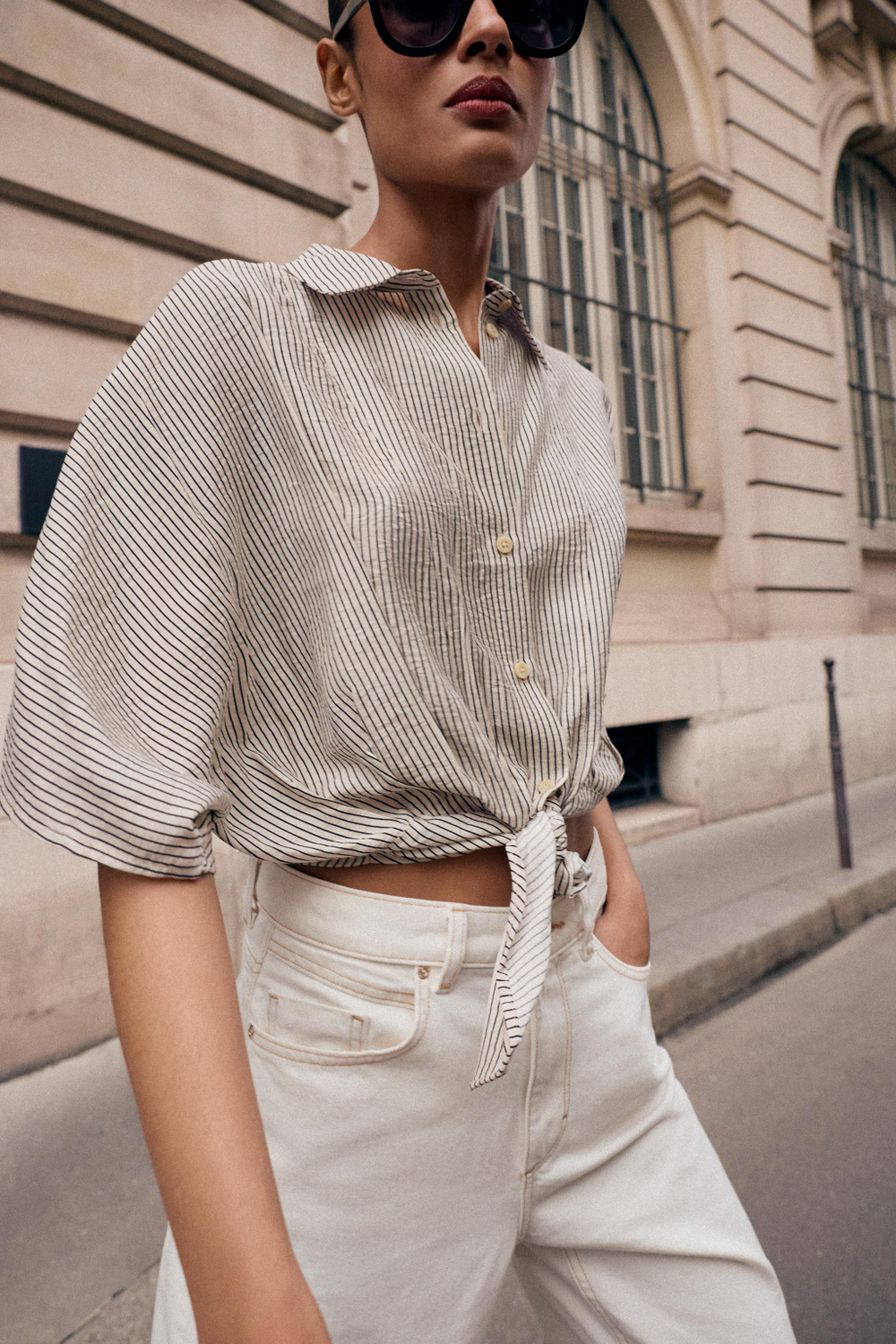 РУБАШКА С КОРОТКИМИ РУКАВАМИ И УЗЛОМ — ZARA