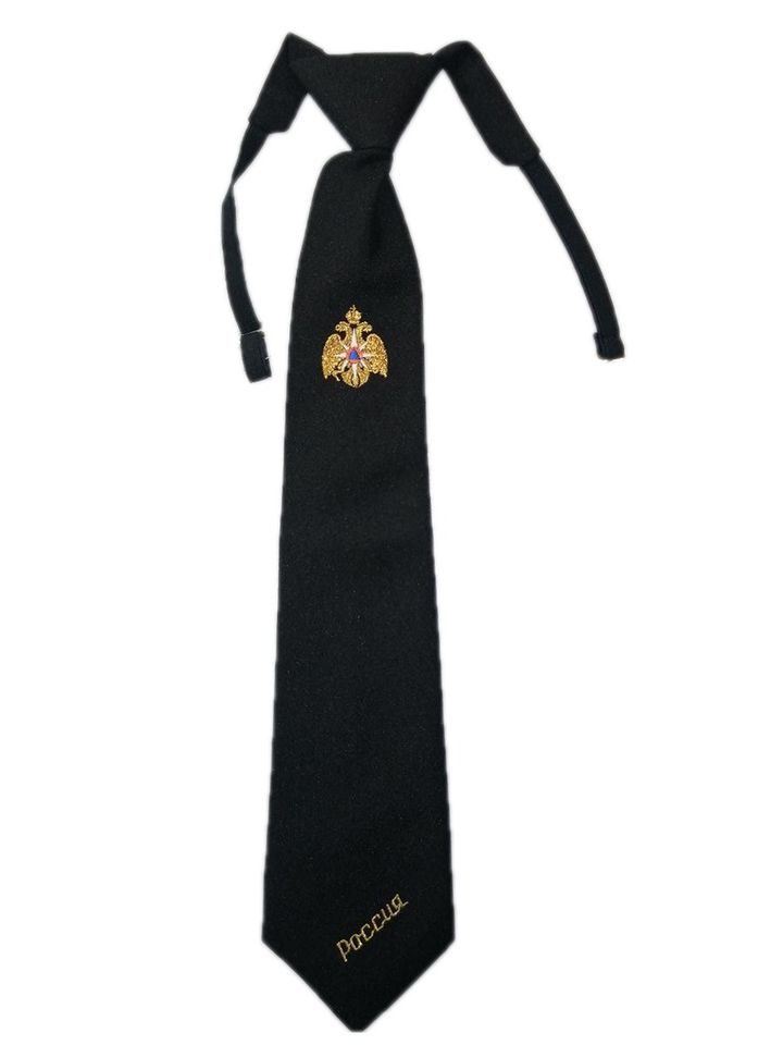 Галстук МЧС с вышивкой орел на резинке