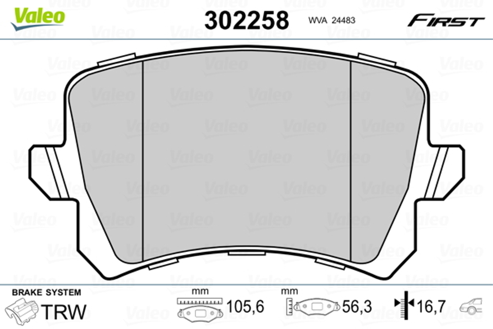 VALEO - 302258-VAL - Brake Pad Set, disc brake