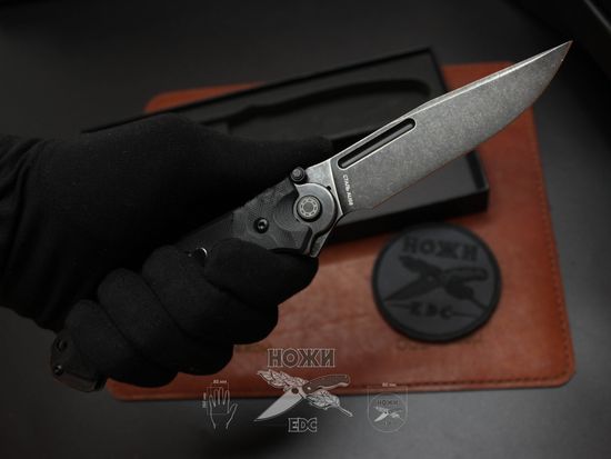 Складной нож тактический НОКС "Офицерский-2М" Black 320-589404 c клинком из стали AUS-8, рукоять G10