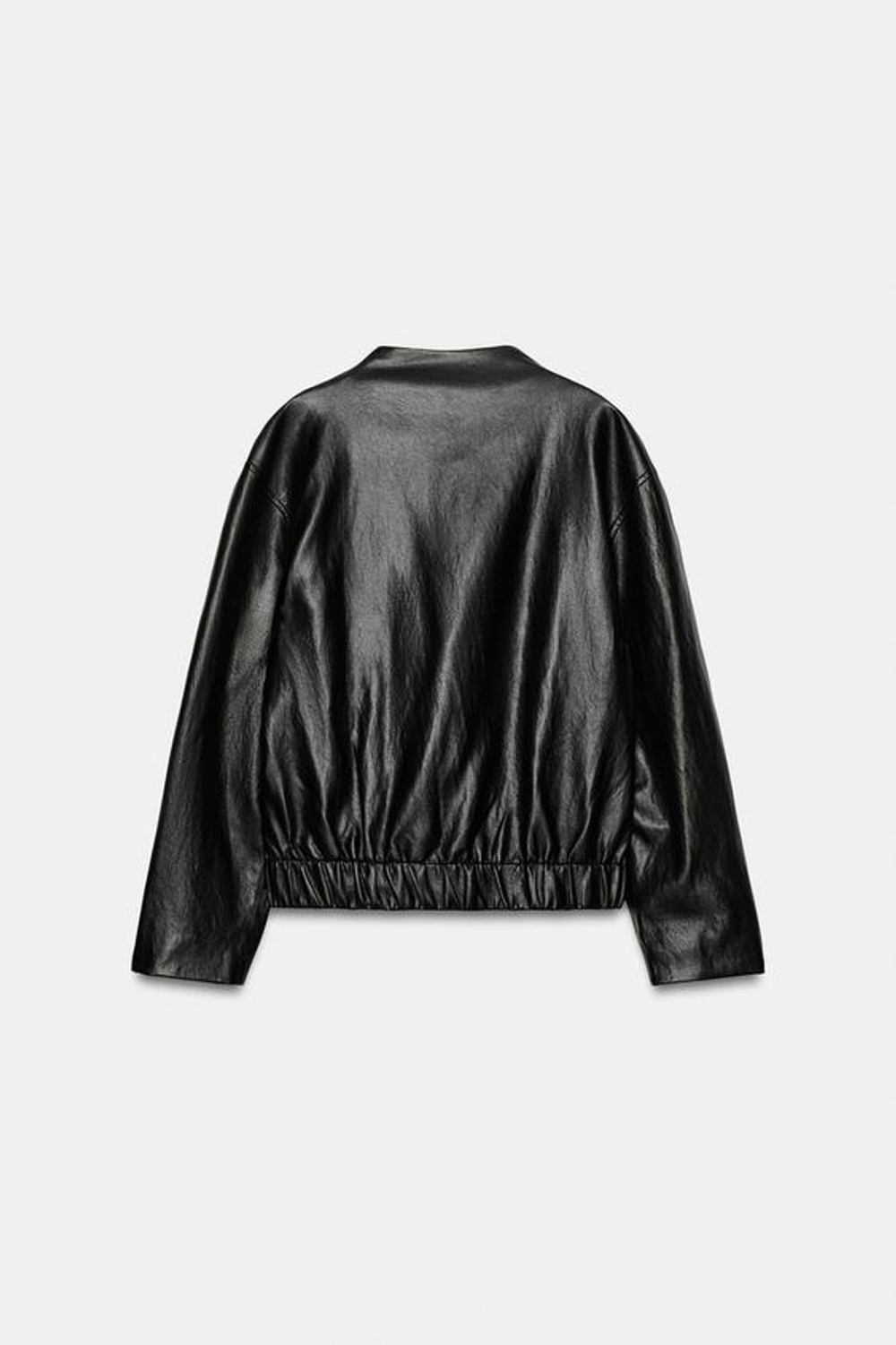 ZARA ЖАКЕТ НА ЗАПАХ С ЭФФЕКТОМ КОЖИ, ЧЕРНЫЙ