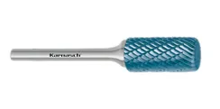 Борфреза твердосплавная Karnasch форма A+ (цилиндр с угловым радиусом), 3х14х3х38 мм, универсальная насечка HP-3, покрытие Blue-Tec, арт. 11.6010-005