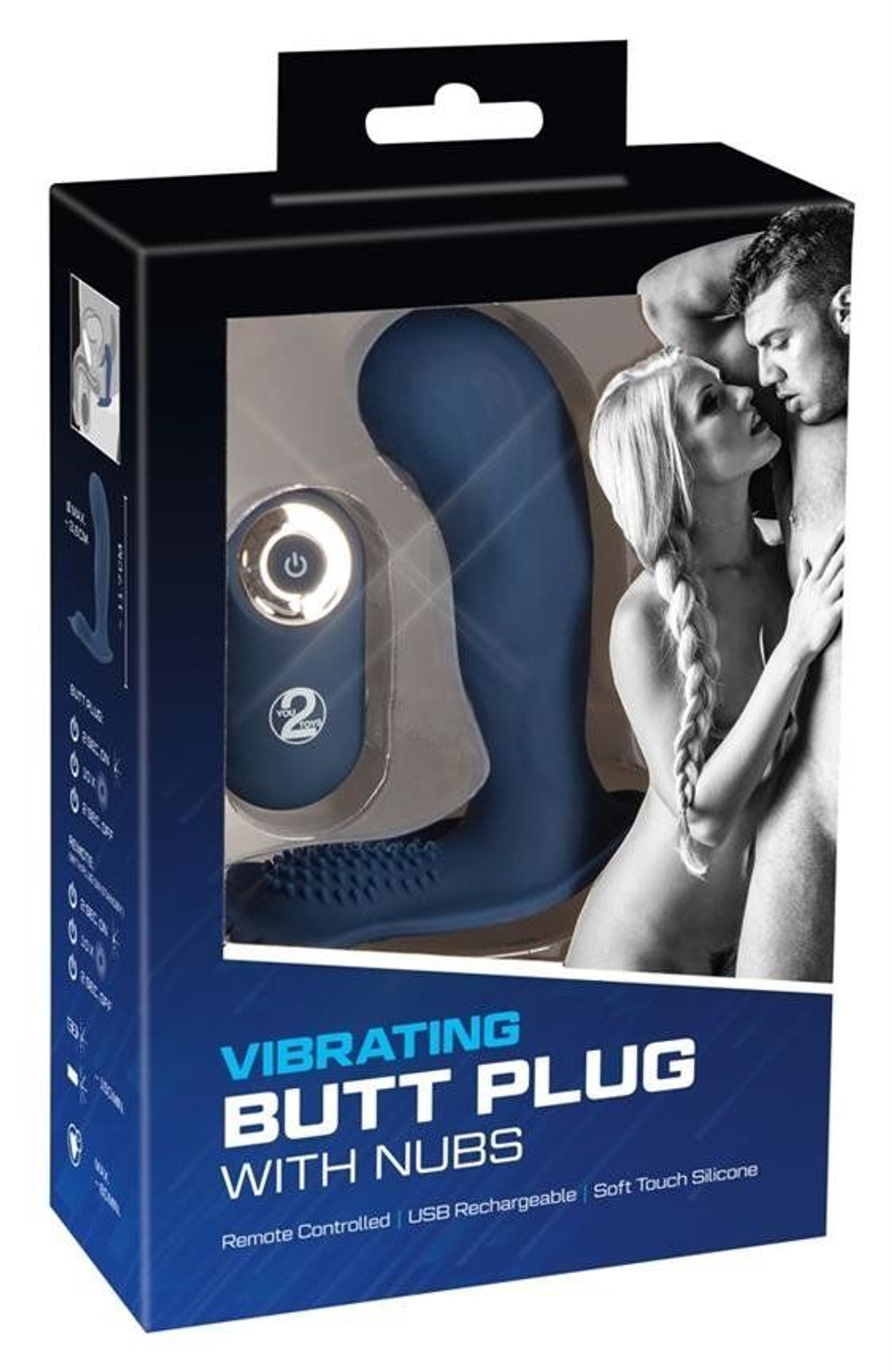 Синий вибростимулятор простаты Vibrating Butt Plug - 11,7 см. (Цвет: синий)