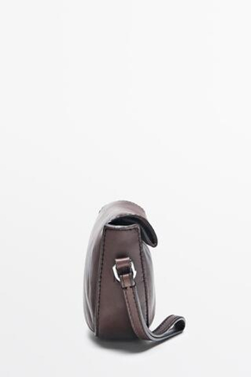 Massimo Dutti Мини-сумка через плечо, кожа наппа, пестро-коричневый
