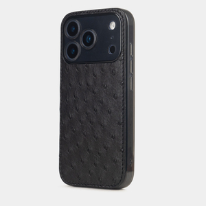 Чехол-накладка для iPhone 17 Pro Max - кожа страуса, черный