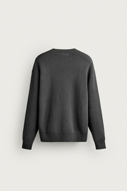 ZARA СВИТЕР RELAXED FIT ИЗ 100% ХЛОПКА, УГОЛЬНЫЙ
